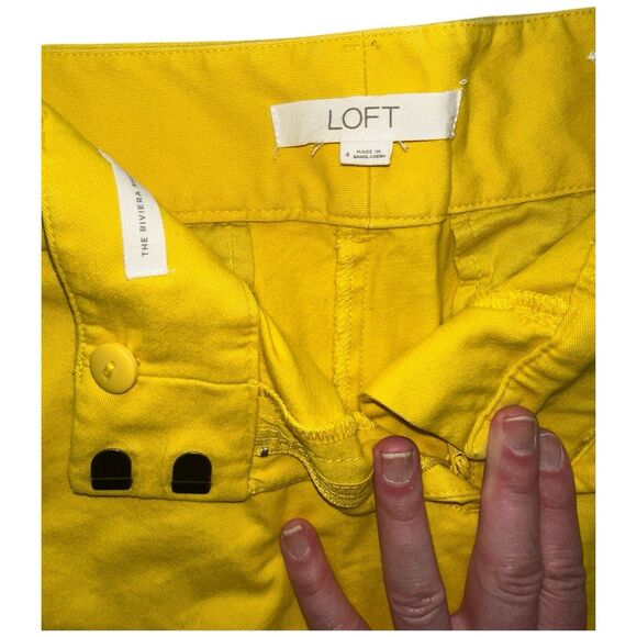 LOFT Size 4 Yellow Chino Riviera Shorts Coastal Chic Preppy Clean Girl - Picture 4 of 10